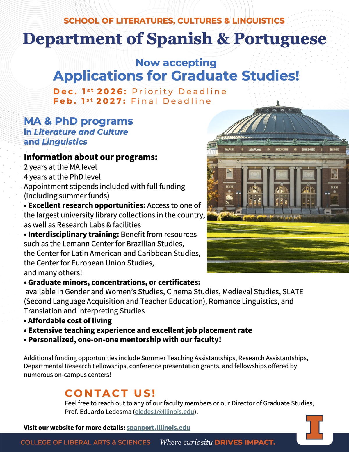Flyer with information in English about graduate program. 