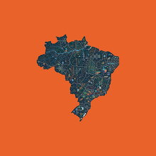 An illustration of Brazil, with dots and interlinking links 